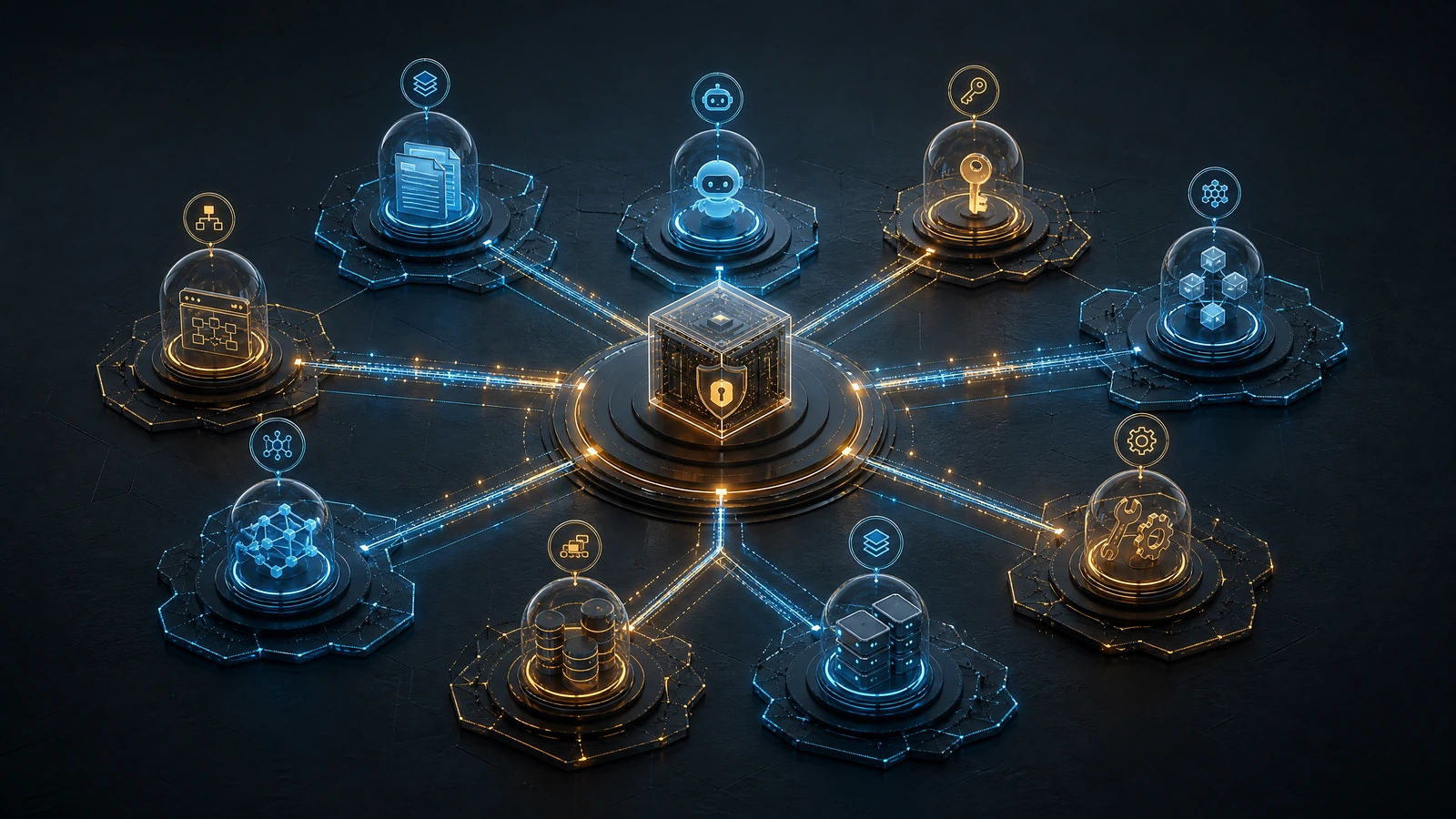 Multiple telemetry sources converge into one agent registry with confidence and ownership states