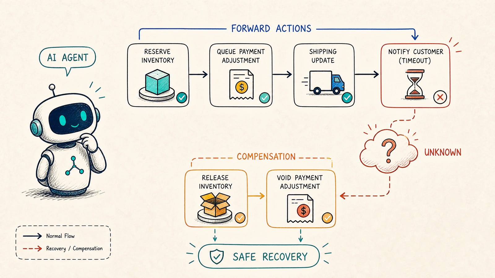 AI Agent Compensation Transactions: Recovering from Partial Side Effects