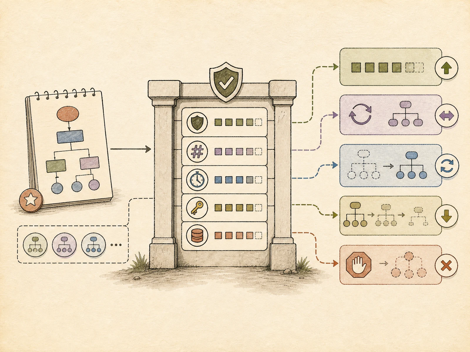 A preflight gate compares plan fingerprints and current versions before routing the run to continue, refresh, replan, downgrade, or refuse