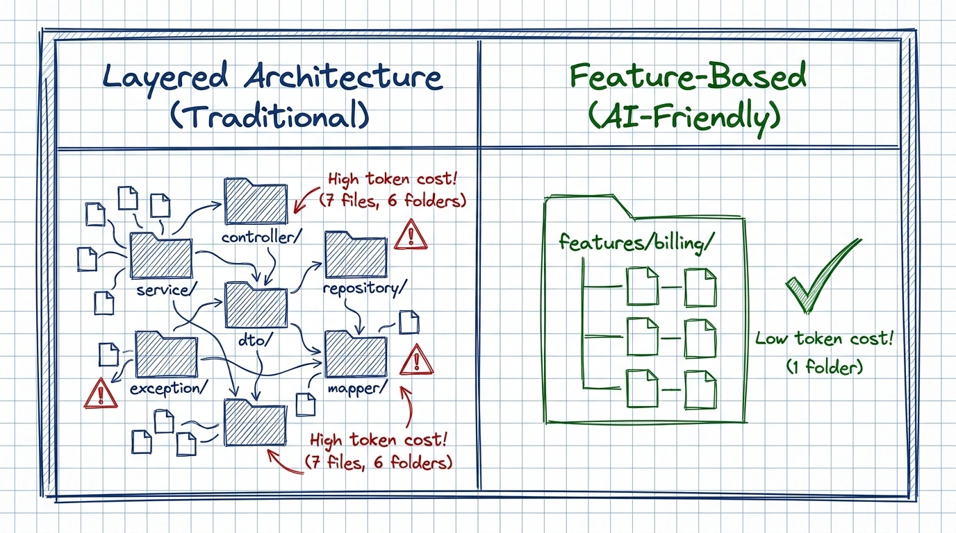 Layered Architecture vs Feature-based AI-Friendly Architecture