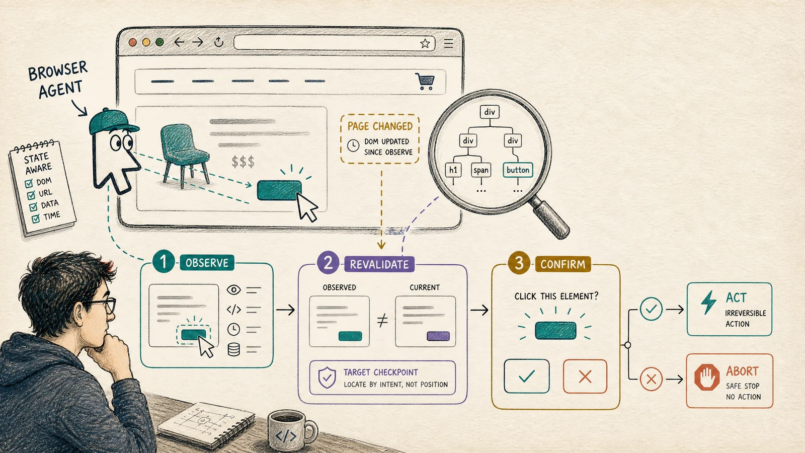 State-Aware Browser Agents: Verifying the World Before Every Click